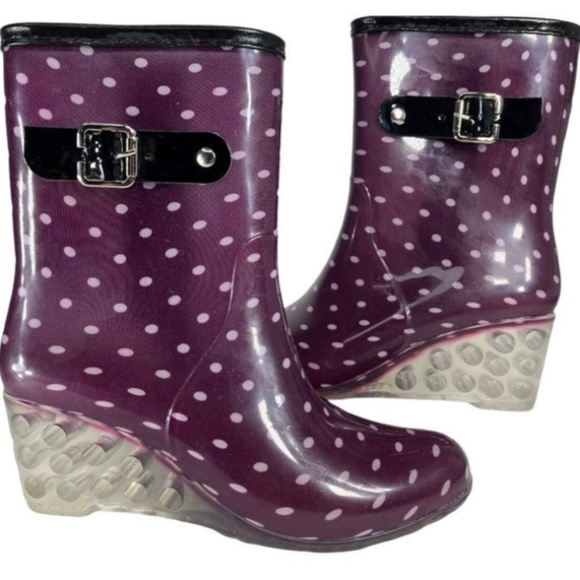 Sanming Mei size 38 (7) Womens Wedge Rain Boots - Picture 2 of 12
